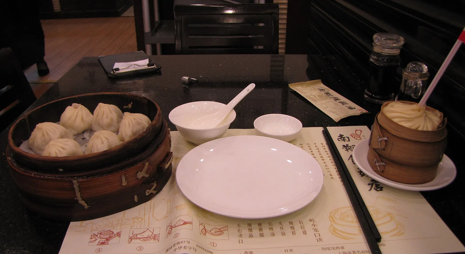 A steamer of Shanghai soup dumplings